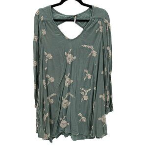Free People Sage Embroidered Floral Long Sleeve Top Women's Size S